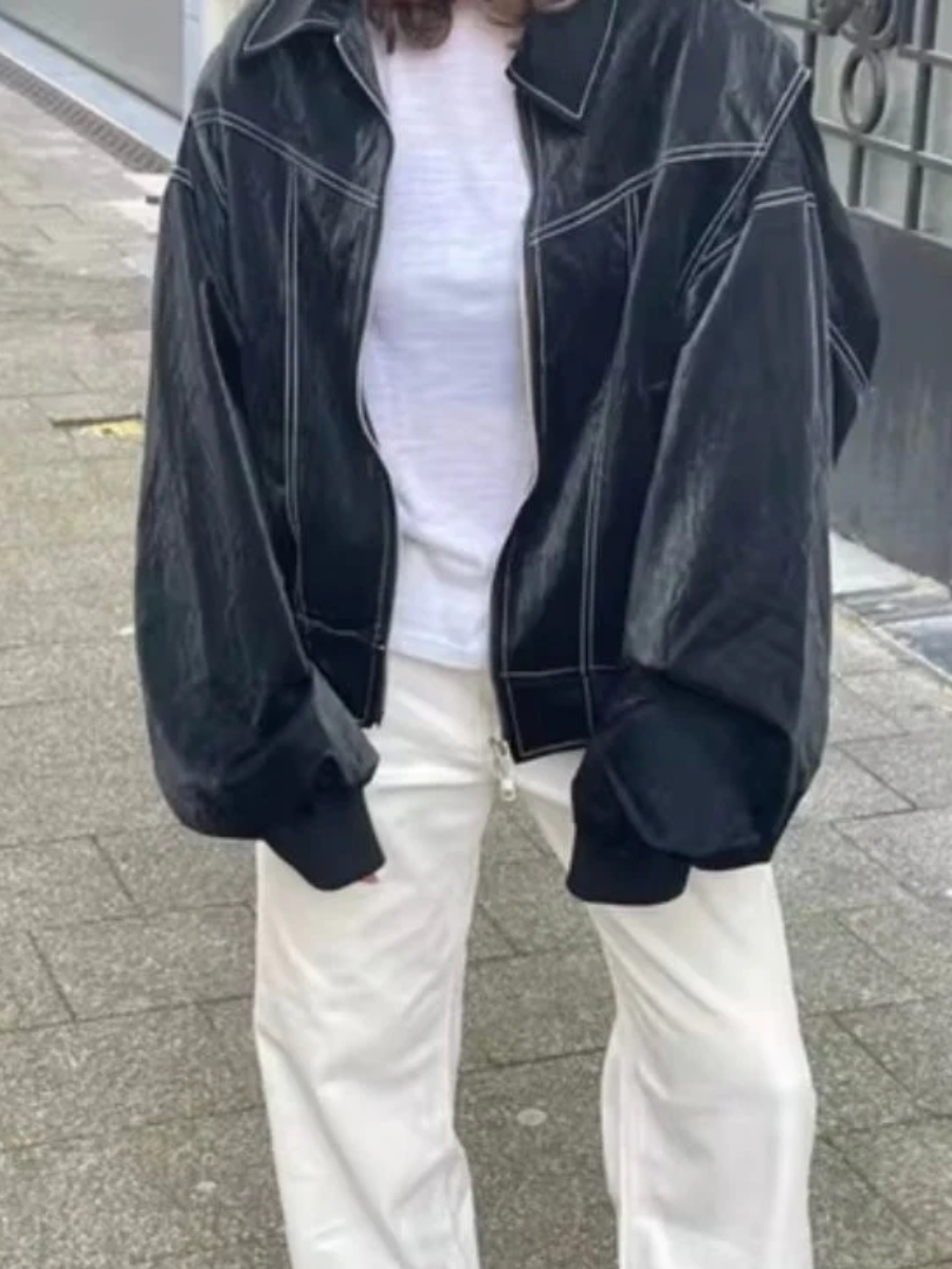 Lisa - Jachetă Bomber din Piele Imitată