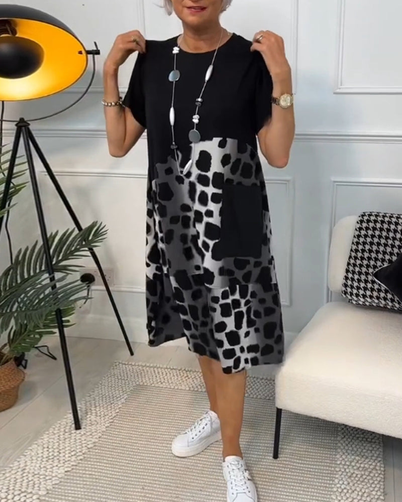 Adriana™ - Rochie Midi cu Mâneci Scurte pentru Femei