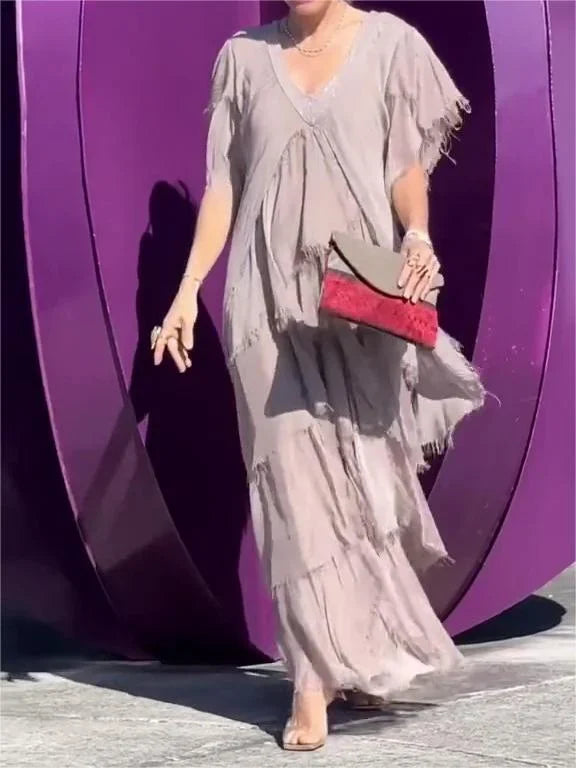 Zunera™ - Rochie lungă elegantă cu decolteu în V