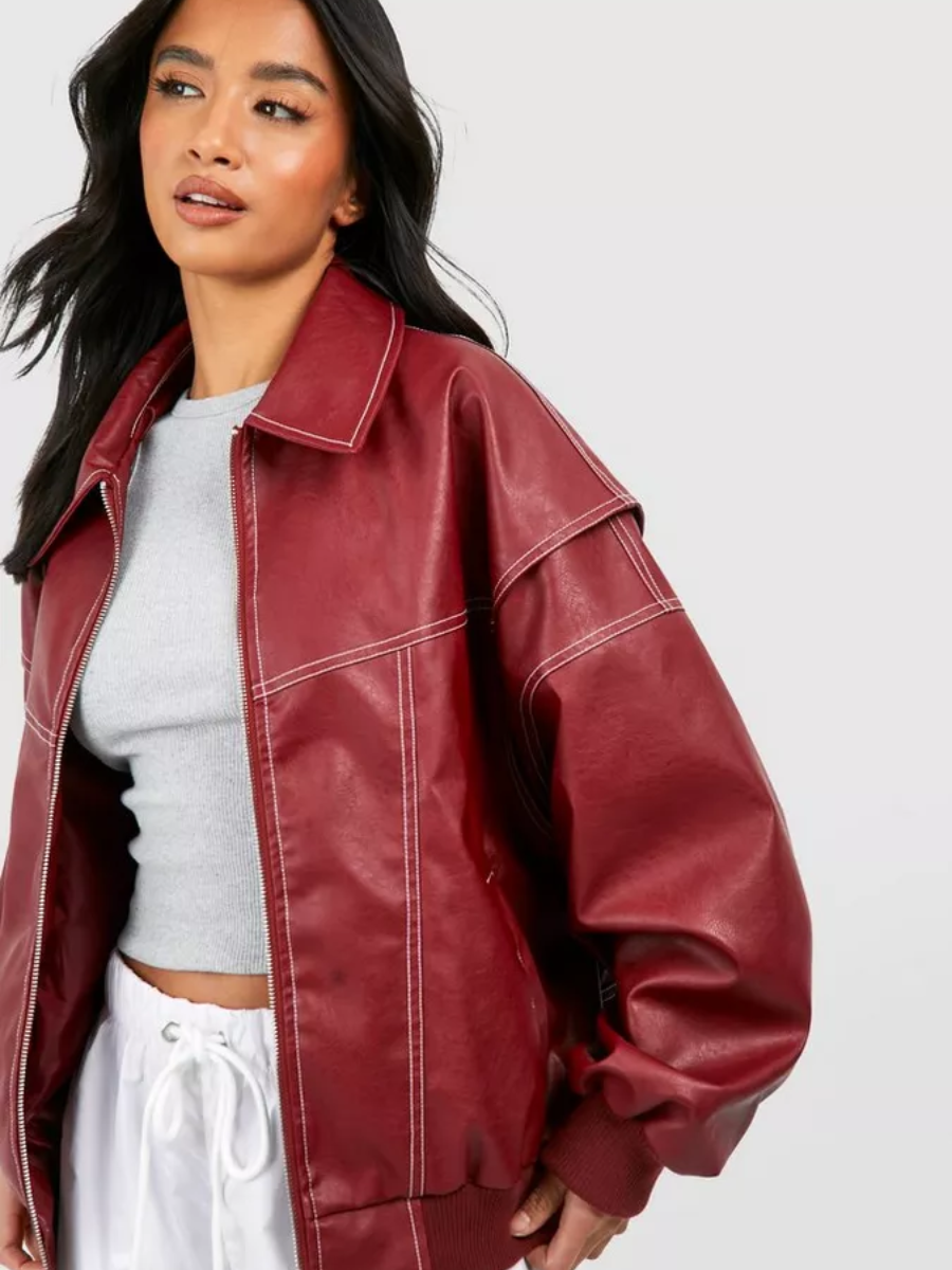 Lisa - Jachetă Bomber din Piele Imitată