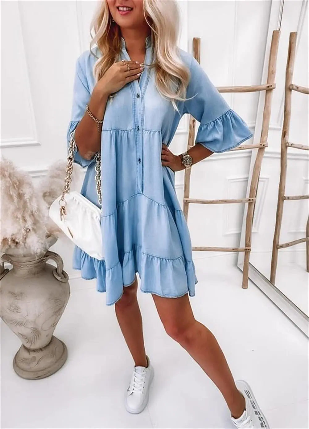 Emma | Rochie din Denim Elegantă