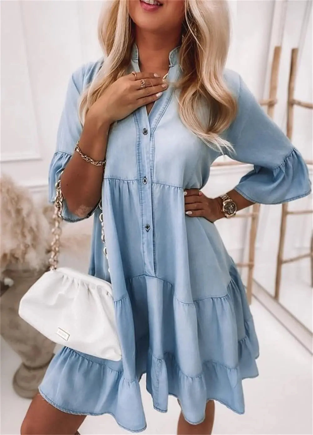 Emma | Rochie din Denim Elegantă