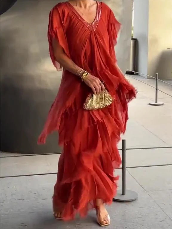 Zunera™ - Rochie lungă elegantă cu decolteu în V