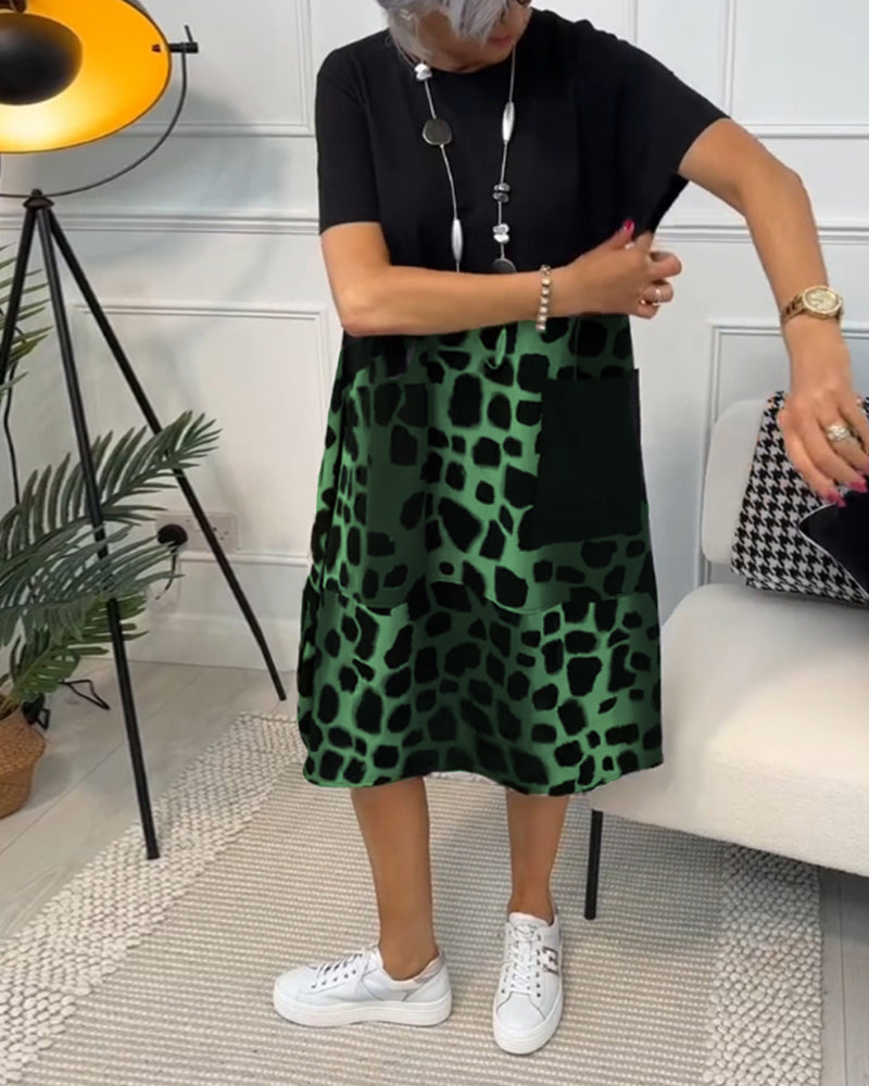 Adriana™ - Rochie Midi cu Mâneci Scurte pentru Femei