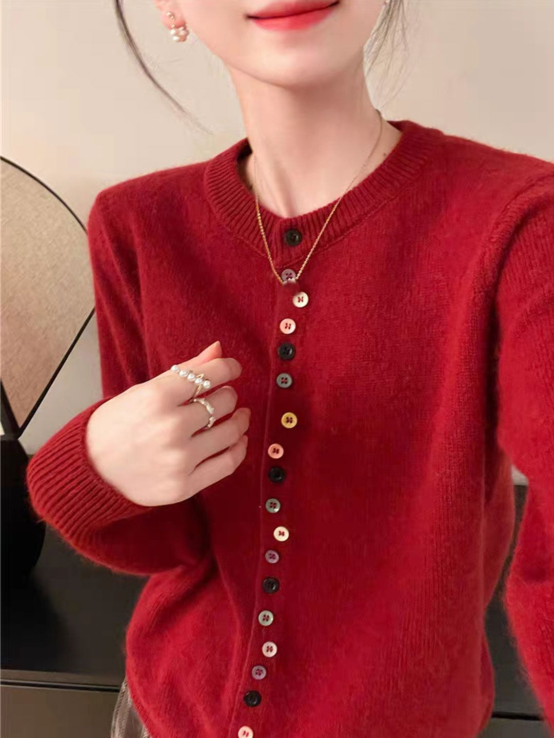 Amelia | Cardigan Tricotat Clasic cu Butoni