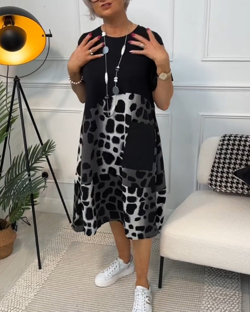 Adriana™ - Rochie Midi cu Mâneci Scurte pentru Femei
