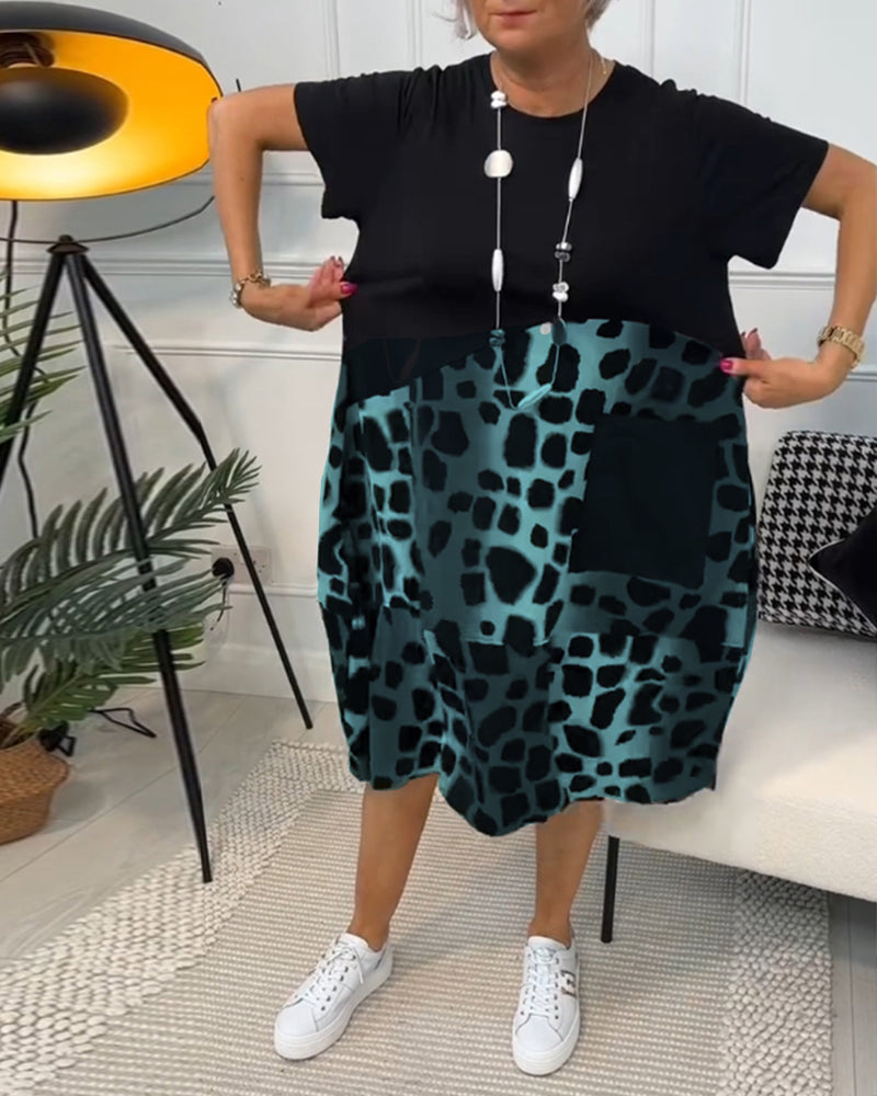 Adriana™ - Rochie Midi cu Mâneci Scurte pentru Femei