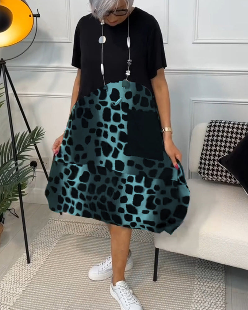 Adriana™ - Rochie Midi cu Mâneci Scurte pentru Femei