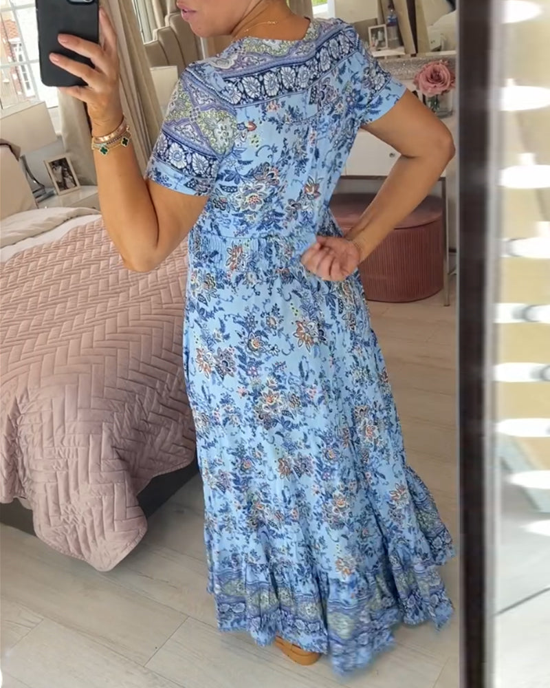 Alisa™ - Rochie cu decolteu în V și model floral