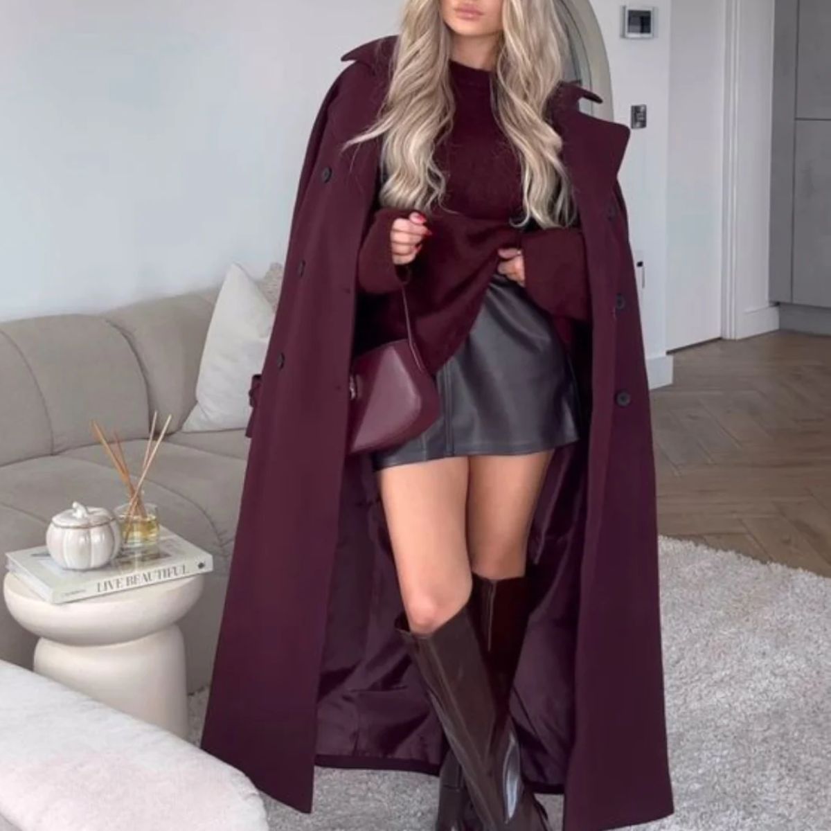 Palton Burgundy de Toamnă