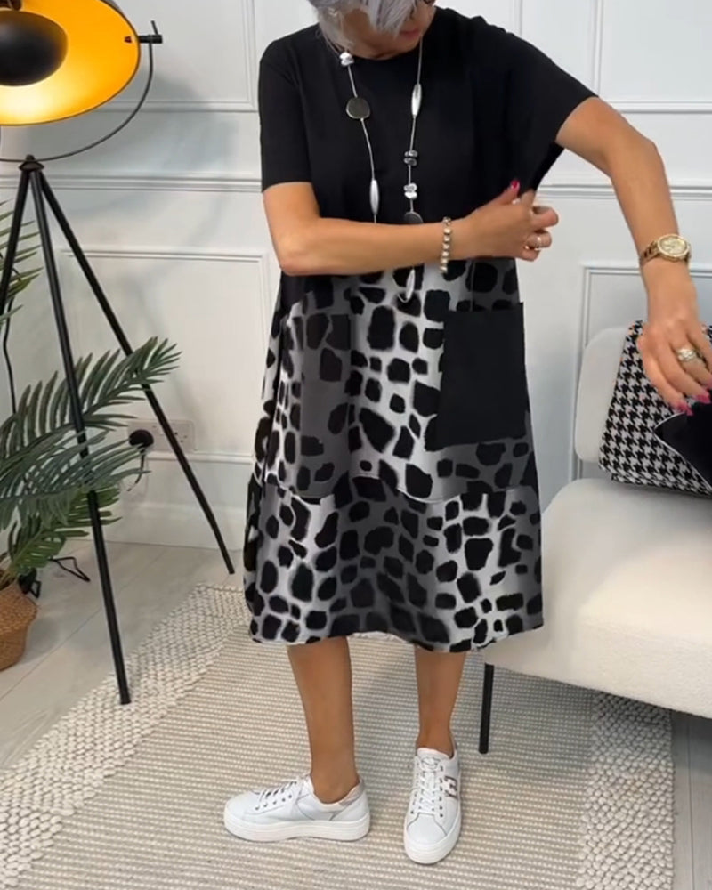Adriana™ - Rochie Midi cu Mâneci Scurte pentru Femei