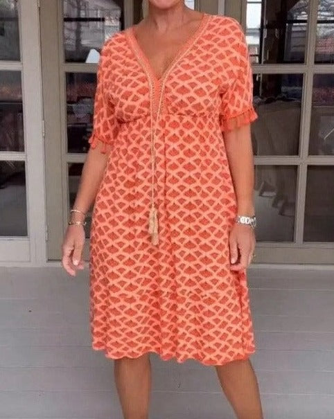 Aisha™ Rochie Midi V-Neck Confortabilă și Relaxată