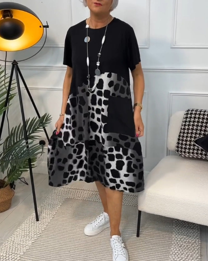 Adriana™ - Rochie Midi cu Mâneci Scurte pentru Femei