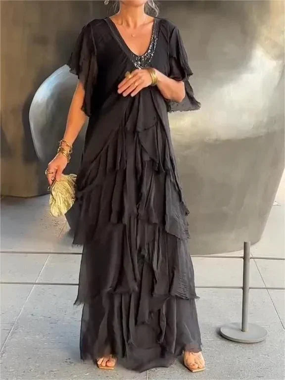 Zunera™ - Rochie lungă elegantă cu decolteu în V