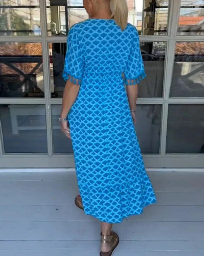 Aisha™ Rochie Midi V-Neck Confortabilă și Relaxată