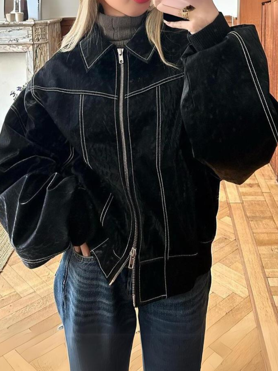 Lisa - Jachetă Bomber din Piele Imitată