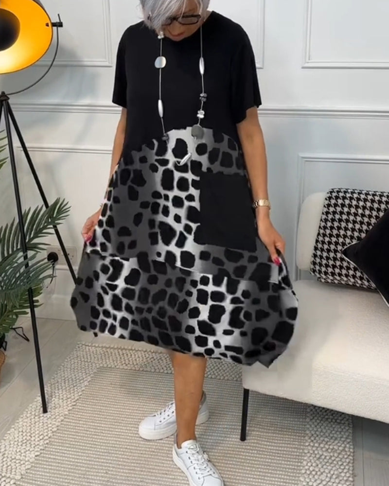 Adriana™ - Rochie Midi cu Mâneci Scurte pentru Femei
