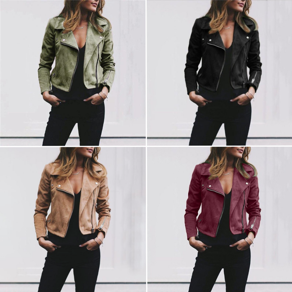 Lila - Jachetă de motociclist din suede
