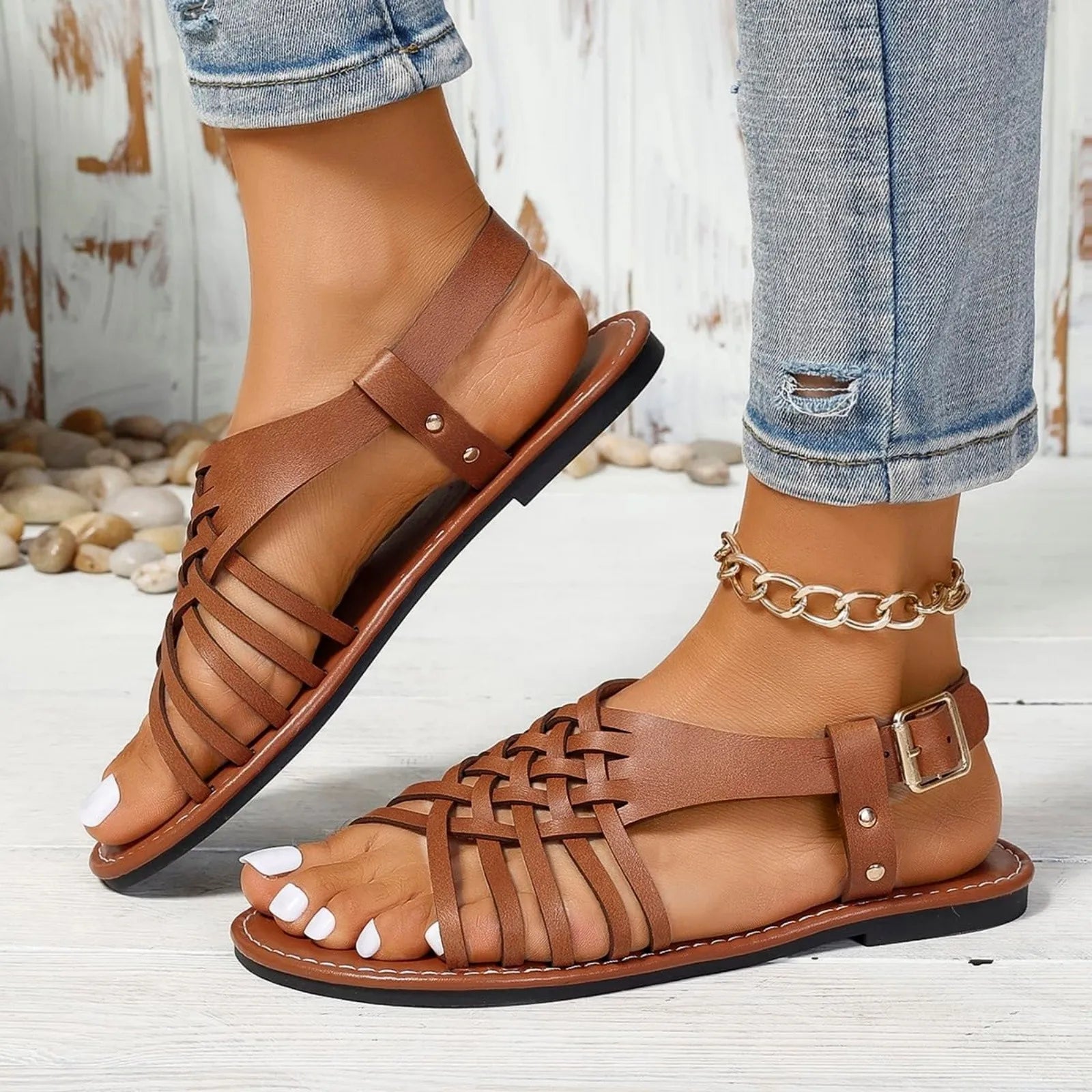 Sophie™ – Sandale retro cu barete încrucișate