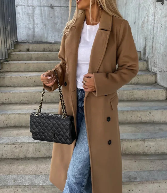 Kim™ | Palton Elegant din Lână cu Două Rânduri de Nasturi