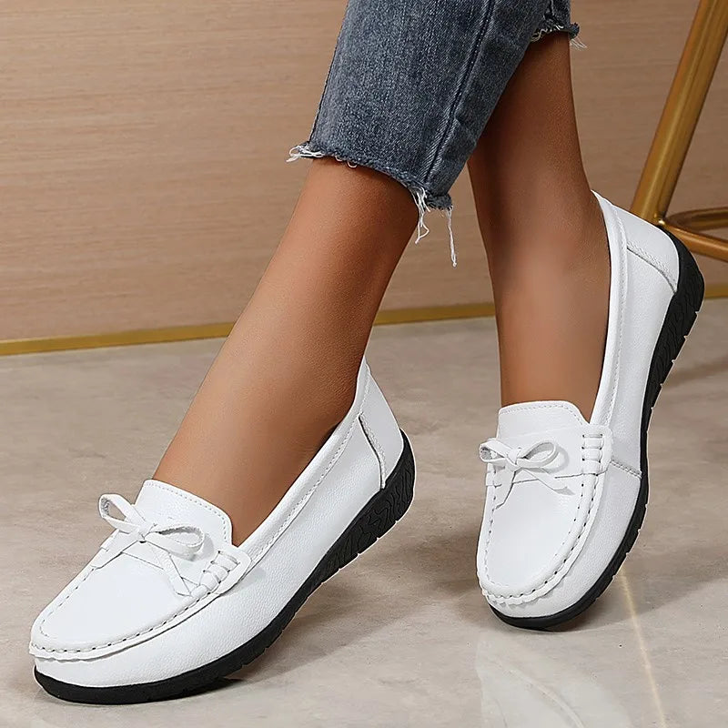 Livia™ - Pantofi din piele cu fundiță