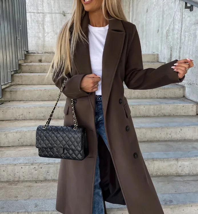 Kim™ | Palton Elegant din Lână cu Două Rânduri de Nasturi