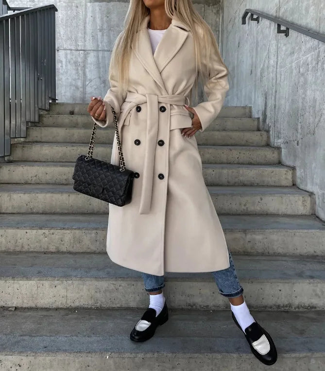 Kim™ | Palton Elegant din Lână cu Două Rânduri de Nasturi