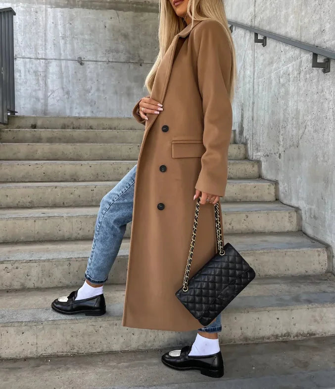 Kim™ | Palton Elegant din Lână cu Două Rânduri de Nasturi
