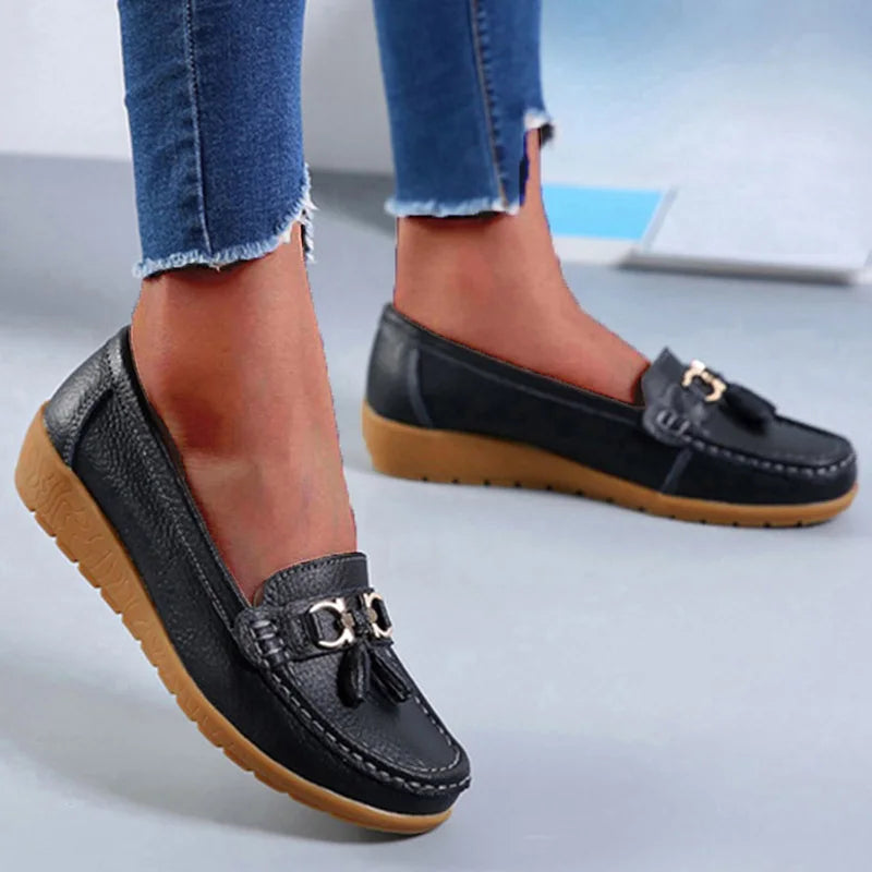 Celeste™ - Mocasini din piele cu franjuri