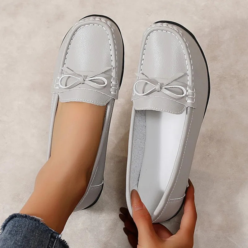 Livia™ - Pantofi din piele cu fundiță