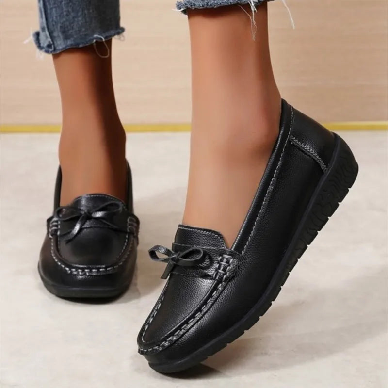 Livia™ - Pantofi din piele cu fundiță