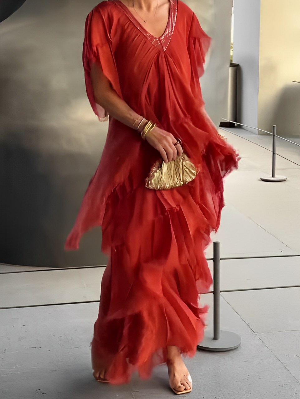 Dakini | Rochie Maxi Elegantă cu Decolteu în V – Stil Grațios și Confortabil