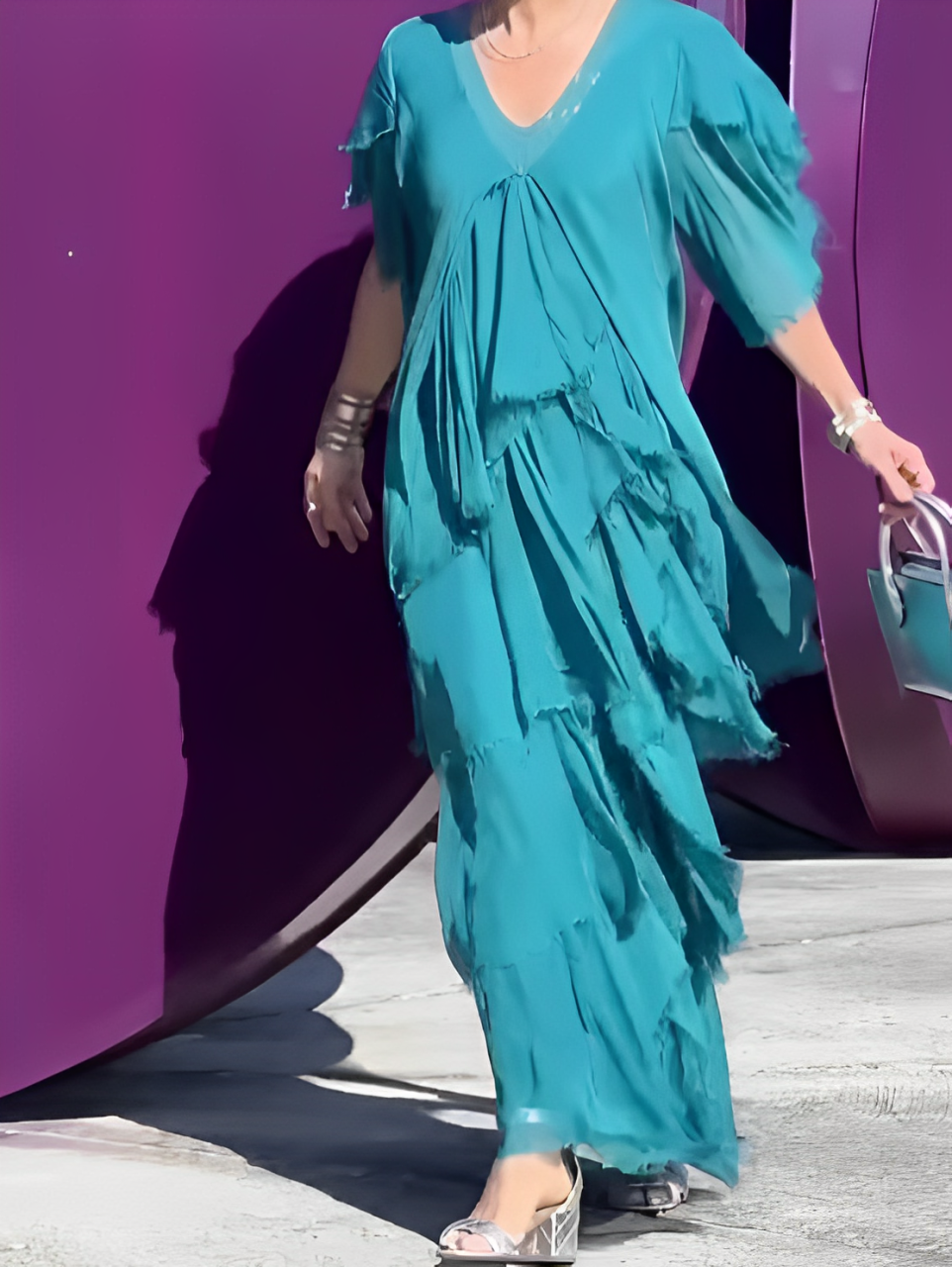 Dakini | Rochie Maxi Elegantă cu Decolteu în V – Stil Grațios și Confortabil
