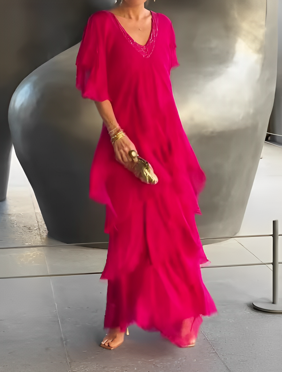 Dakini | Rochie Maxi Elegantă cu Decolteu în V – Stil Grațios și Confortabil