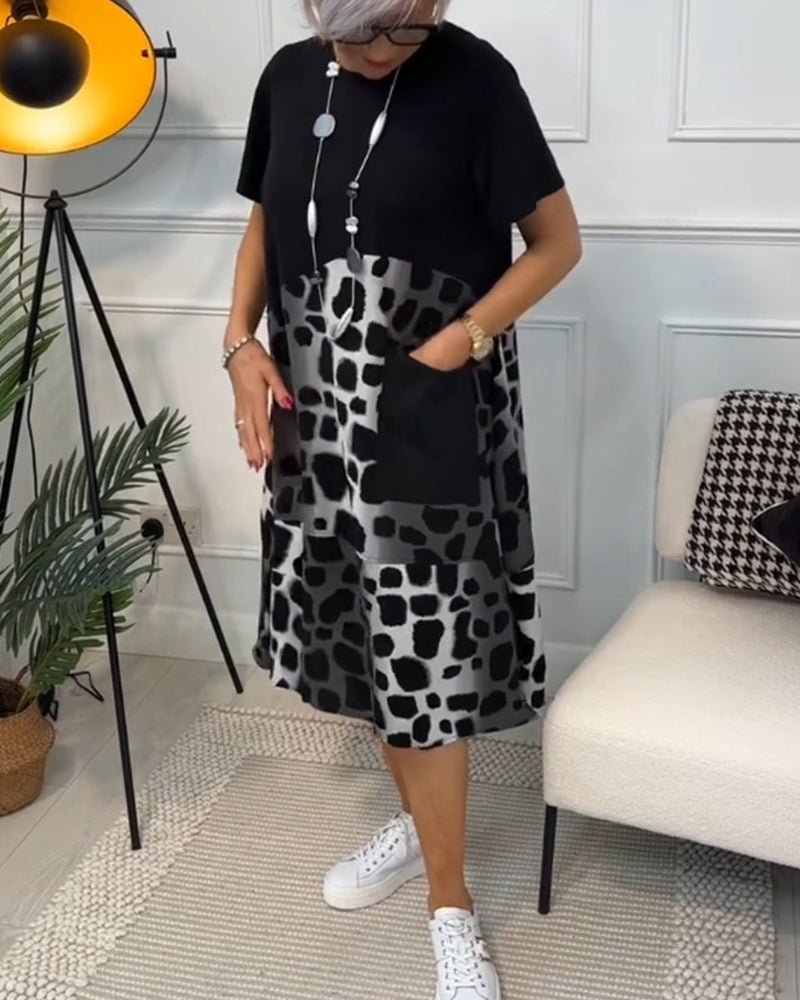 Adriana™ - Rochie Midi cu Mâneci Scurte pentru Femei