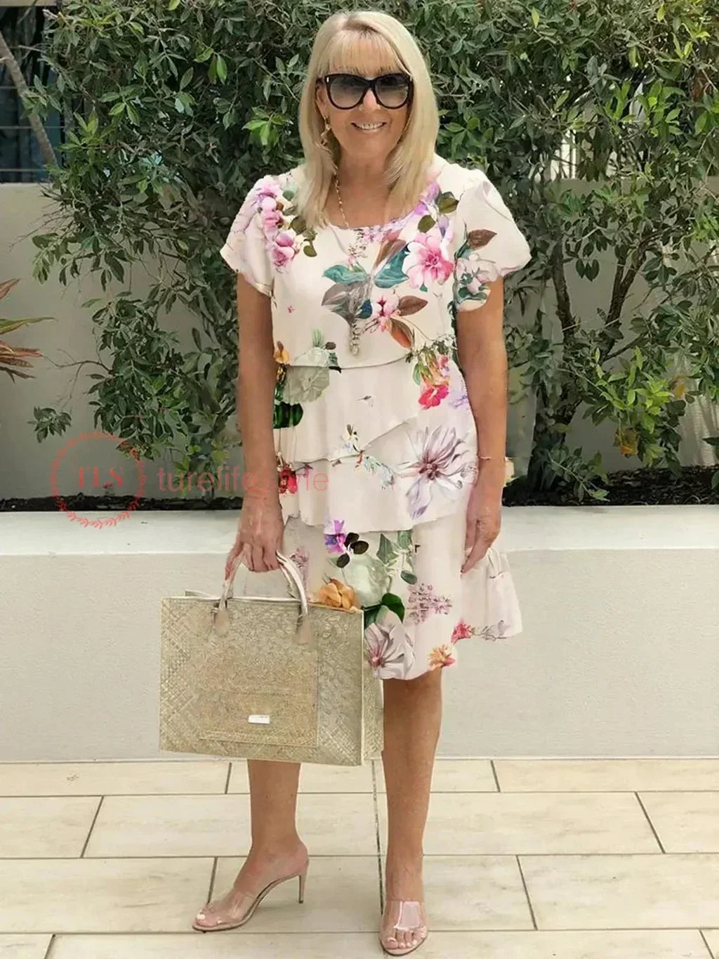 Giselle™ - Rochie cu Volane Stratificate și Design Floral