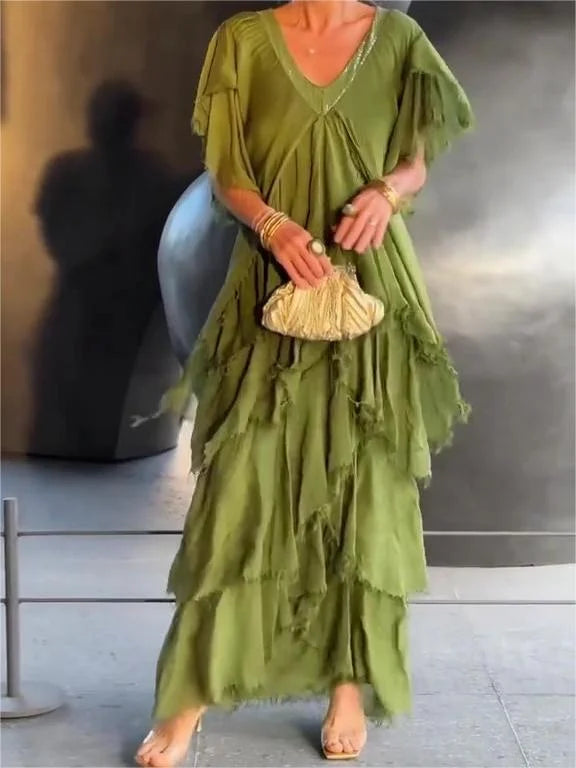 Zunera™ - Rochie lungă elegantă cu decolteu în V