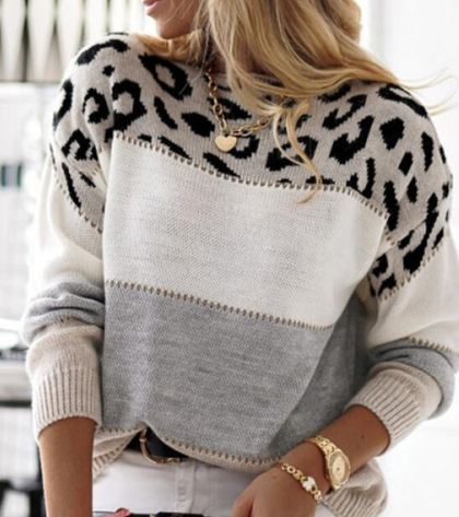 Lena | Pulover cu imprimeu leopard