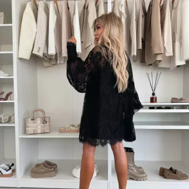 Oliva | Rochie mini cu detaliu fundiță la decolteu
