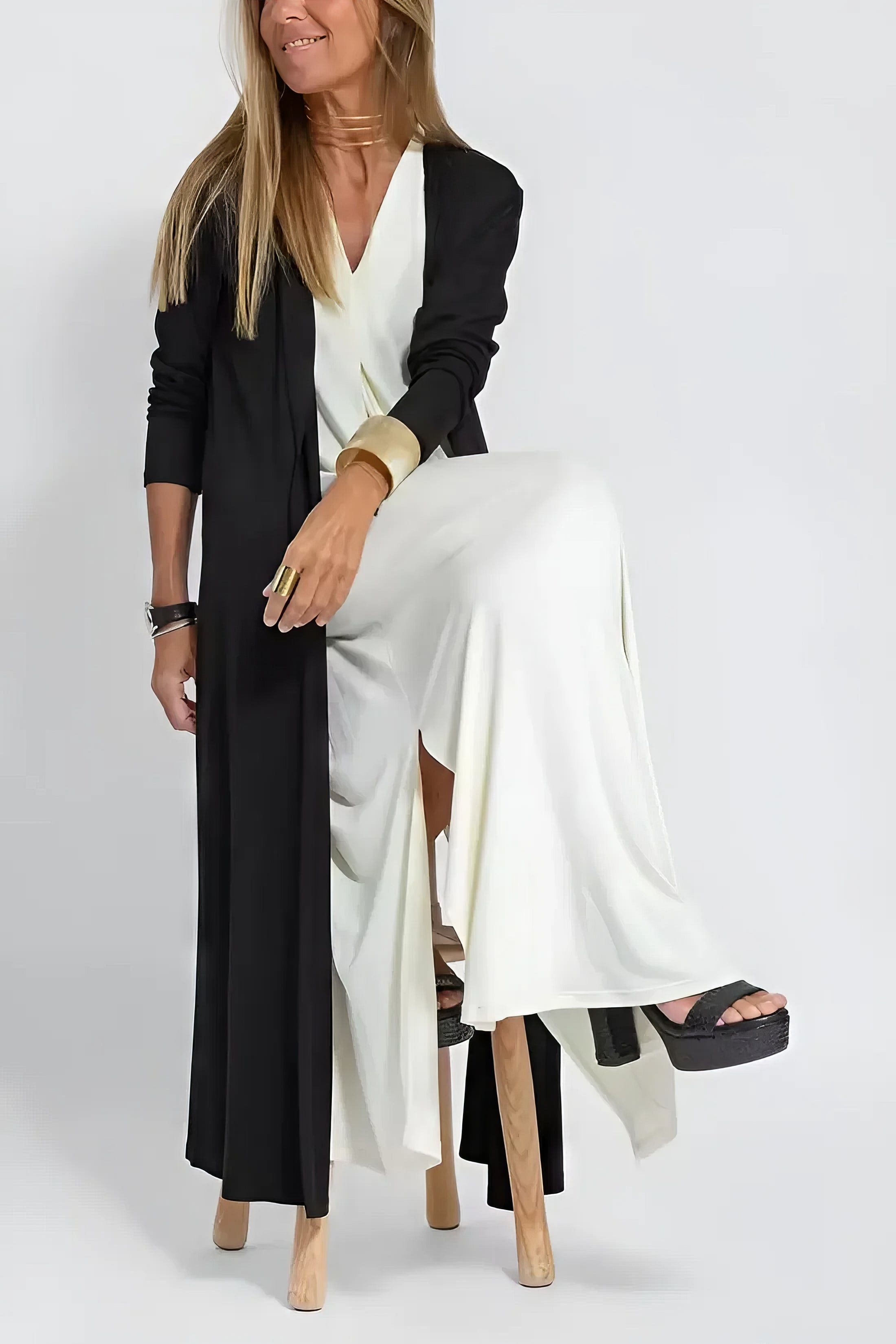 Elli | Rochie lungă elegantă cu cardigan asortat inclus