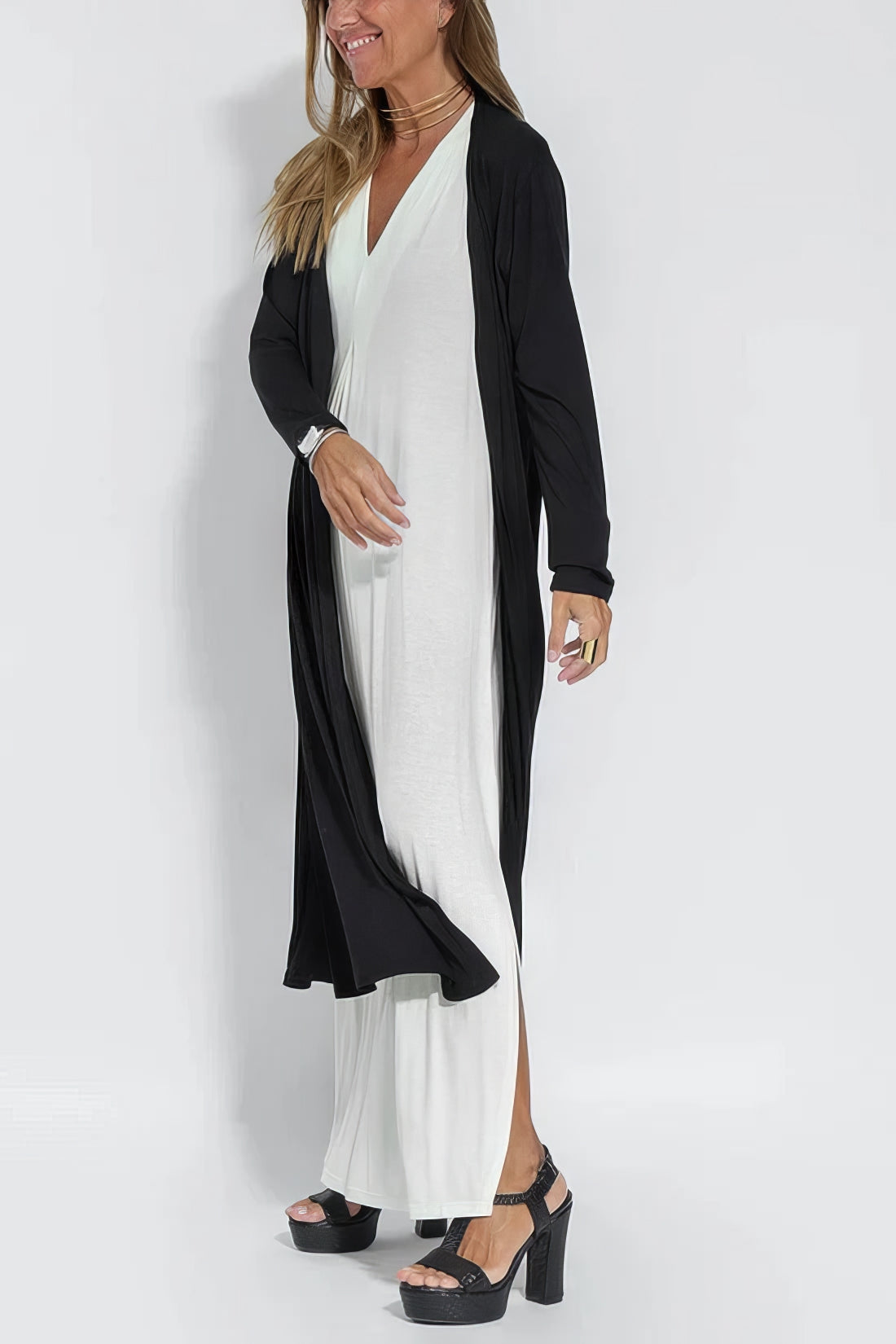 Elli | Rochie lungă elegantă cu cardigan asortat inclus