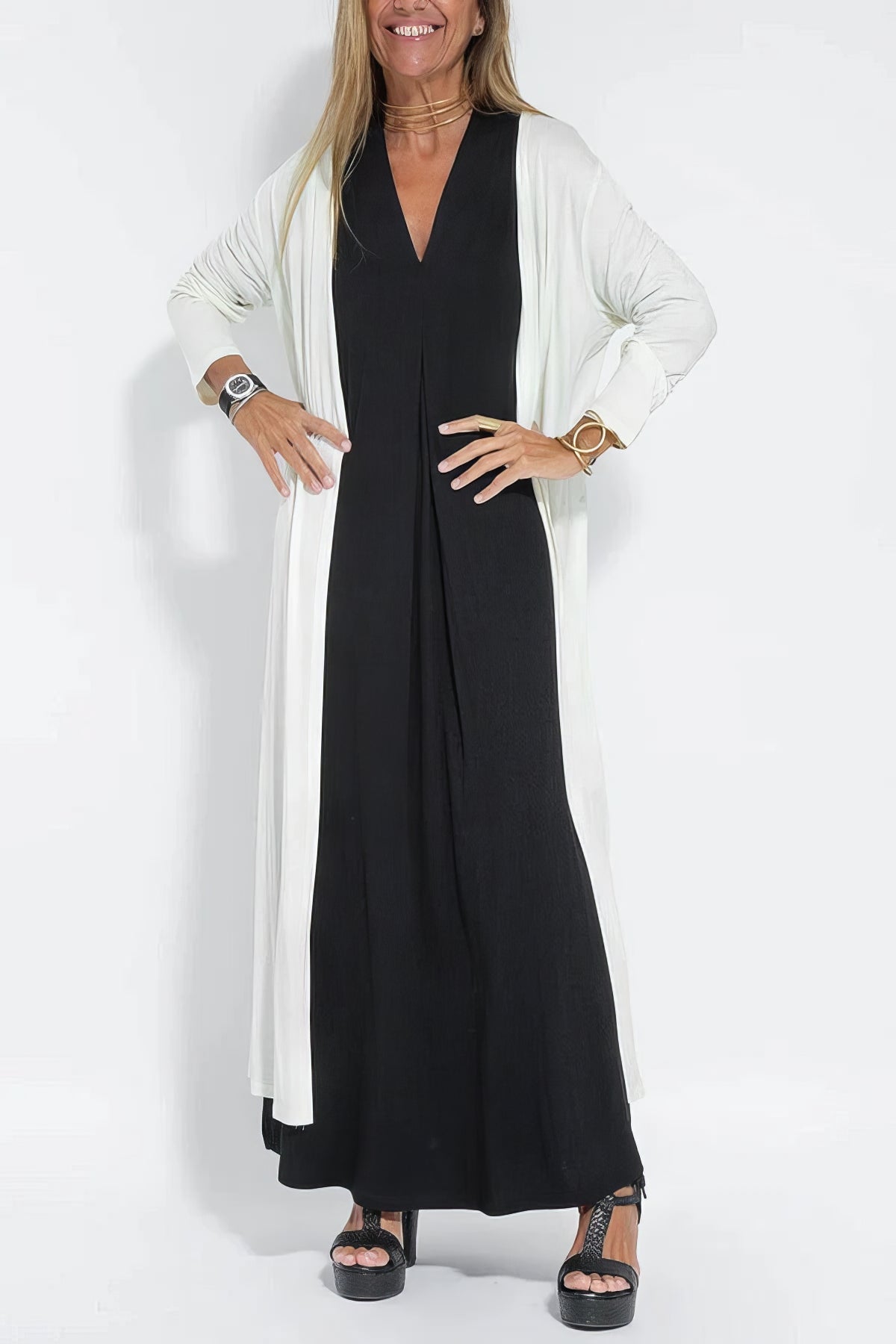 Elli | Rochie lungă elegantă cu cardigan asortat inclus